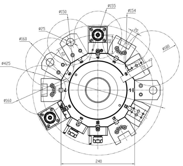 Схема револьверной головки BMT40-ER20 - 12 позиций