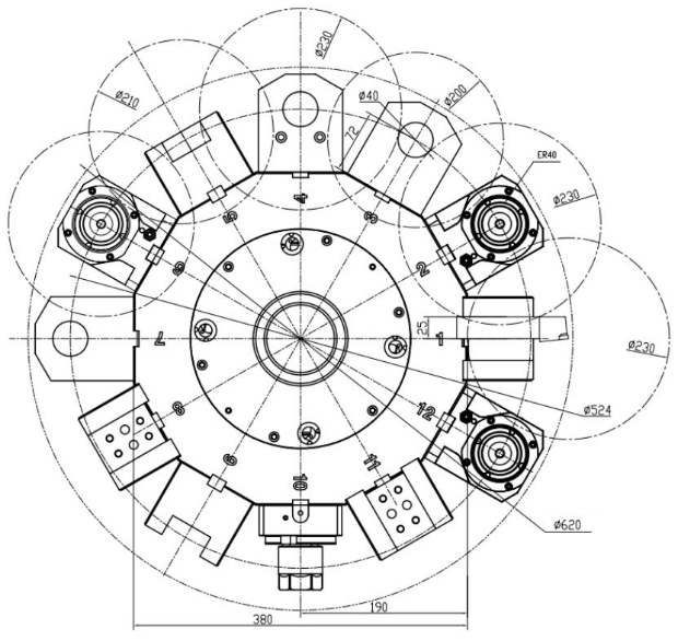 Схема револьверной головки BMT55-ER3 – 12 позиций