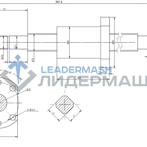 Шарико-винтовая передача (ШВП) по оси Z L=397,5 мм d=20 мм
