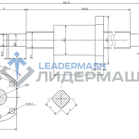 Шарико-винтовая передача (ШВП) по оси Z L=531,5 мм d=20 мм