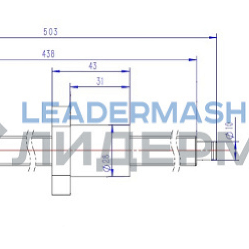 Шарико-винтовая передача (ШВП) по оси Z L=503 мм d=16 мм